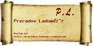 Preradov Ladomér névjegykártya
